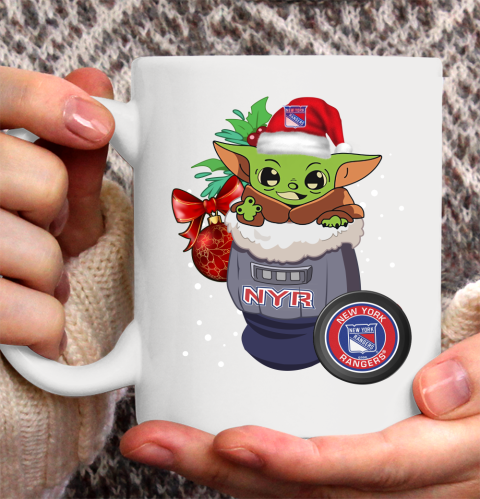 New York Rangers Christmas Baby Yoda Star Wars Funny Happy NHL Ceramic Mug 11oz 2