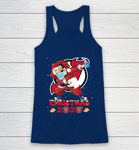 New Jersey Devils Funny Santa Claus Dabbing Christmas 2020 NHL Racerback Tank 6