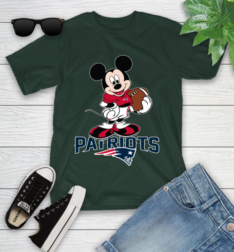 NFL Football New England Patriots Cheerful Mickey Mouse Shirt Youth T-Shirt 5