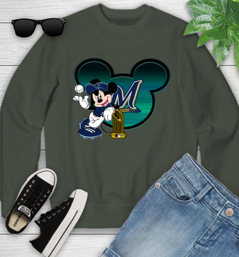 MLB Milwaukee Brewers The Commissioner's Trophy Mickey Mouse Disney Youth Sweatshirt 10