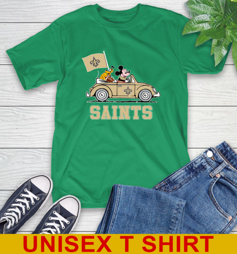 NFL Football New Orleans Saints Pluto Mickey Driving Disney Shirt T-Shirt 7