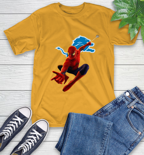 NFL Spider Man Avengers Endgame Football Detroit Lions T-Shirt 4 NFL Spider Man Avengers Endgame Football Detroit Lions T-Shirt - Image 4