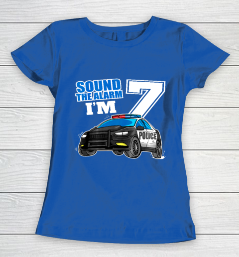 Kids Police Car 7th Birthday Shirt Boy 7 Cop Policeman Officer 7 Year Old Women's T-Shirt 8