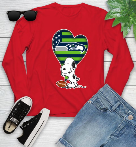 Seattle Seahawks NFL Football The Peanuts Movie Adorable Snoopy Youth Long Sleeve 11