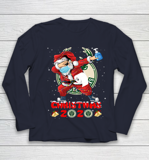 Milwaukee Bucks Funny Santa Claus Dabbing Christmas 2020 NBA Youth Long Sleeve 2