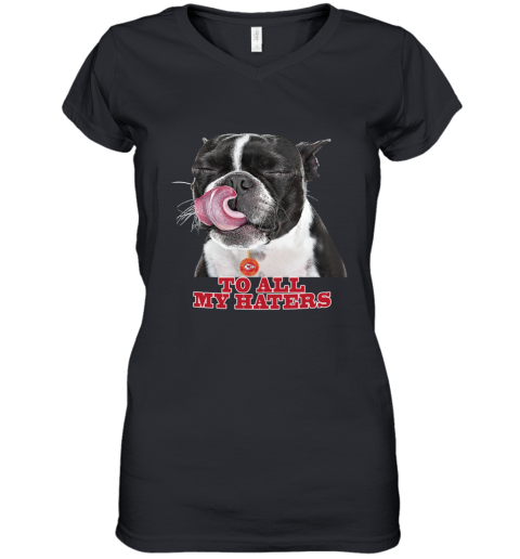 Kansas City Chiefs To All My Haters Dog Licking n1x3 kansas city chiefs to all my haters dog licking women v neck t shirt 39 front black