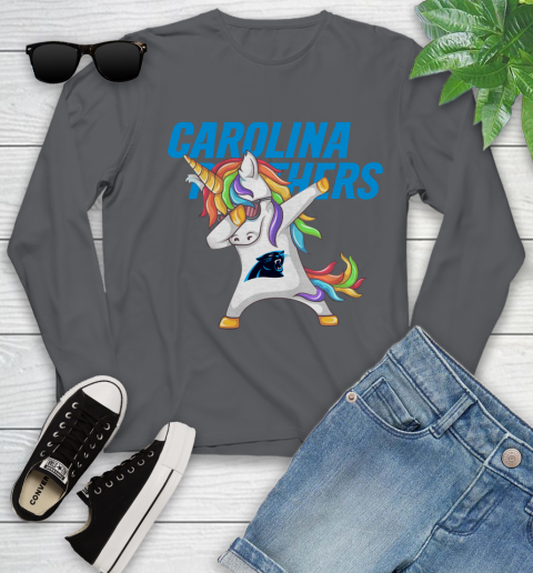 Carolina Panthers NFL Football Funny Unicorn Dabbing Sports Youth Long Sleeve 8