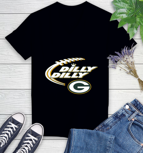 NFL Green Bay Packers Dilly Dilly Football Sports Women's V-Neck T-Shirt 2