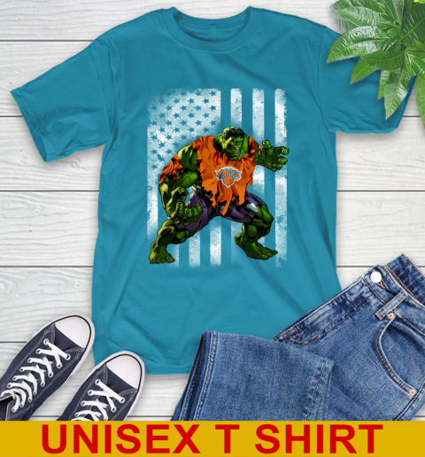 New York Knicks Hulk Marvel Avengers NBA Basketball American Flag T-Shirt 9