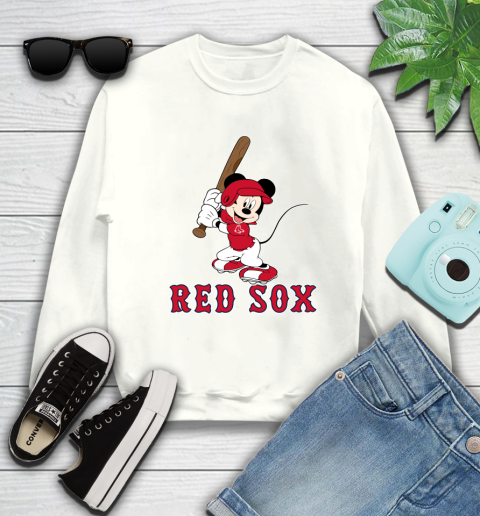 MLB Baseball Boston Red Sox Cheerful Mickey Mouse Shirt Sweatshirt 2
