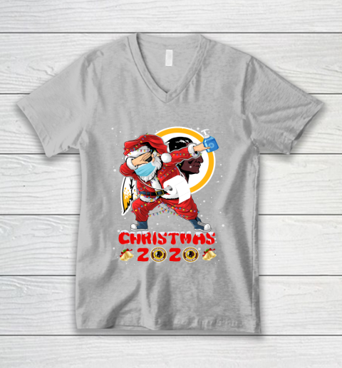Washington Redskins Funny Santa Claus Dabbing Christmas 2020 NFL V-Neck T-Shirt 3