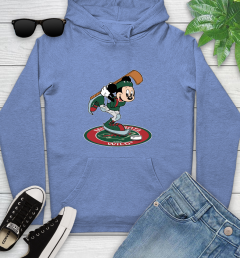 NHL Hockey Minnesota Wild Cheerful Mickey Disney Shirt Youth Hoodie 11