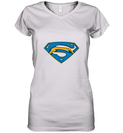 We Are Undefeatable The Los Angeles Chargers x Superman NFL Women's V-Neck T-Shirt