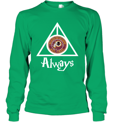 Always Love The Washington Redskins x Harry Potter Mashup NFL bkz8 always love the washington redskins x harry potter youth long sleeve 50 front irish green
