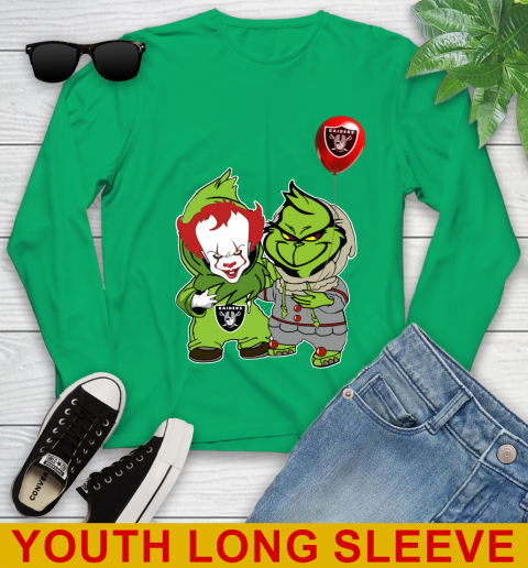 Oakland Raiders Baby Pennywise Grinch Christmas NFL Football Youth Long Sleeve 7