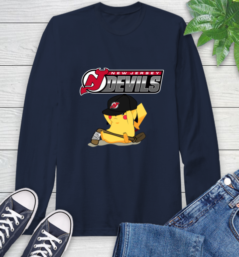 NHL Pikachu Hockey Sports New Jersey Devils Long Sleeve T-Shirt 4