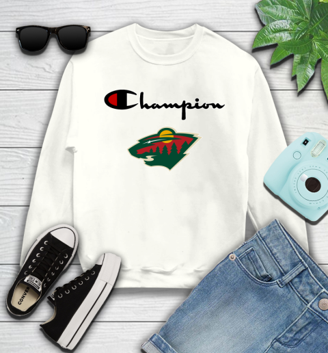 NHL Hockey Minnesota Wild Champion Shirt Youth Sweatshirt