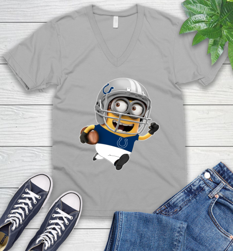 NFL Indianapolis Colts Minions Disney Football Sports V-Neck T-Shirt 4