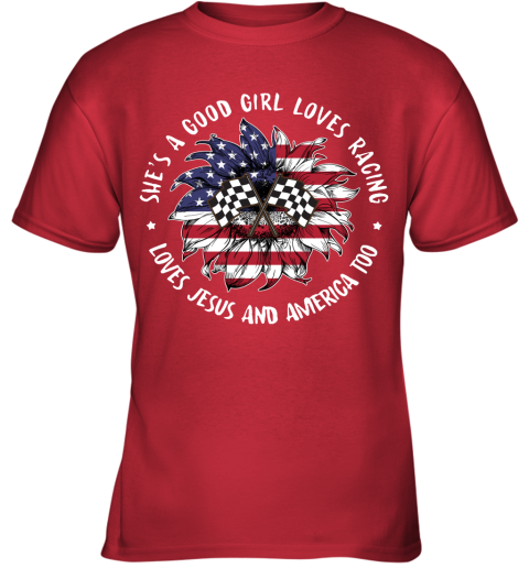 Good Girl Loves Racing Youth T-Shirt