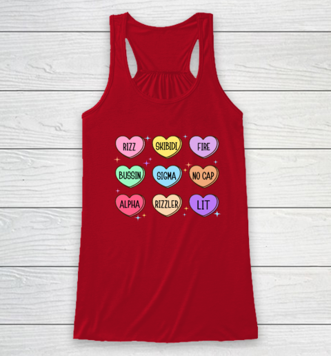 Skibidi Valentine's Day Candy Heart Funny Valentine Rizz Racerback Tank 3