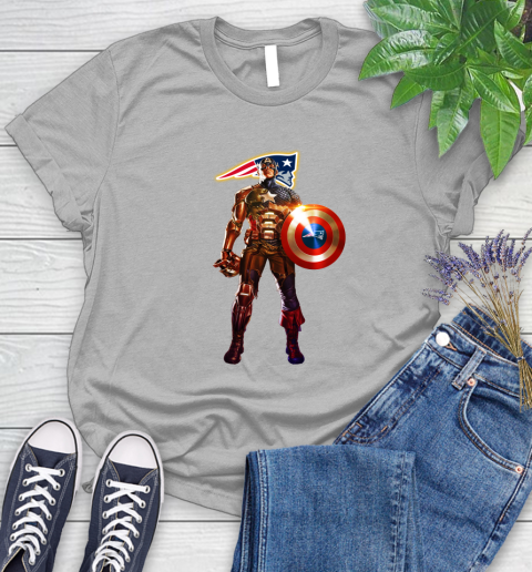 NFL Captain America Marvel Avengers Endgame Football Sports New England Patriots Women's T-Shirt 5