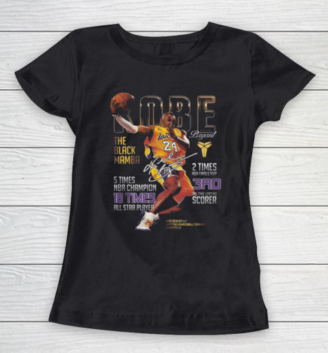 Kobe Bryant The Black Mamba 5 Times NBA Champions Signatures Women's T-Shirt