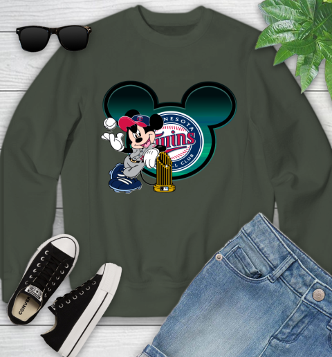 MLB Minnesota Twins The Commissioner's Trophy Mickey Mouse Disney Youth Sweatshirt 10
