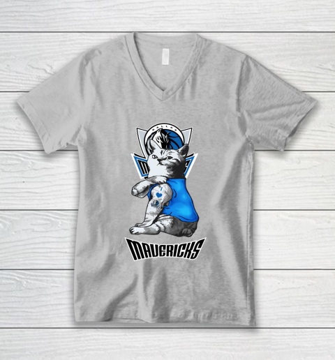 NBA Basketball My Cat Loves Dallas Mavericks V-Neck T-Shirt 3