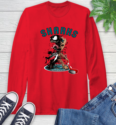 NHL San Jose Sharks Hockey Venom Groot Guardians Of The Galaxy Long Sleeve T-Shirt 10