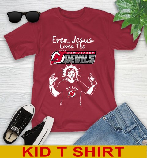 New Jersey Devils NHL Hockey Even Jesus Loves The Devils Shirt Youth T-Shirt 12