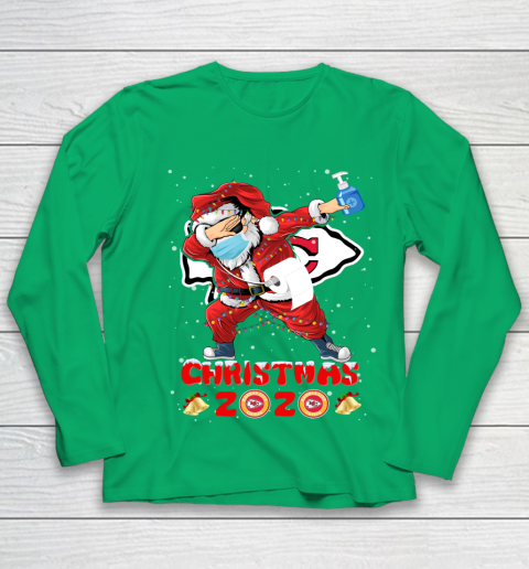 Kansas City Chiefs Funny Santa Claus Dabbing Christmas 2020 NFL Youth Long Sleeve 4