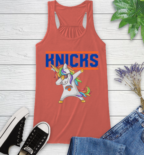 New York Knicks NBA Basketball Funny Unicorn Dabbing Sports Racerback Tank 4