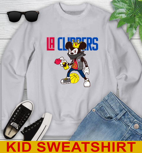 LA Clippers NBA Basketball Mickey Peace Sign Sports Youth Sweatshirt 4