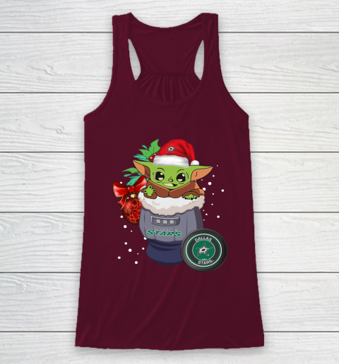 Dallas Stars Christmas Baby Yoda Star Wars Funny Happy NHL Racerback Tank 4 Dallas Stars Christmas Baby Yoda Star Wars Funny Happy NHL Racerback Tank - Image 4
