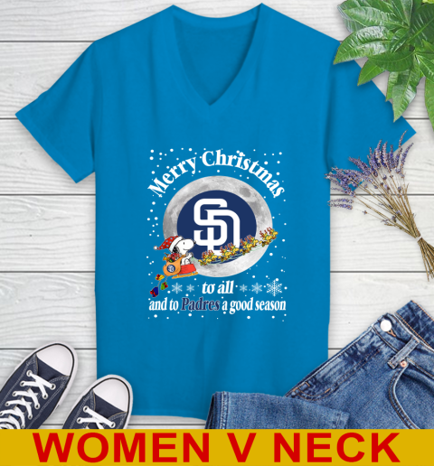 San Diego Padres Merry Christmas To All And To Padres A Good Season MLB Baseball Sports Women's V-Neck T-Shirt 7