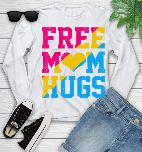 Nurse Shirt Vintage Free Mom Hugs pansexual Heart LGBT Pride Month T Shirt Youth Long Sleeve