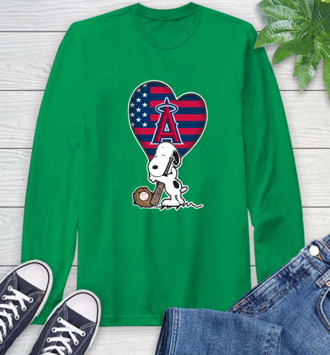 Los Angeles Angels MLB Baseball The Peanuts Movie Adorable Snoopy Long Sleeve T-Shirt 7
