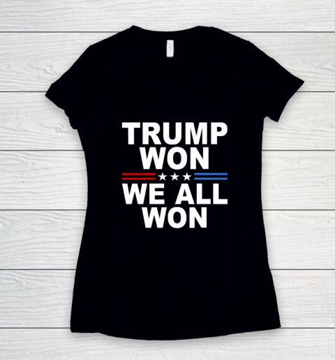 Trump Won  We All Won 2024 USA Flag Women's V-Neck T-Shirt