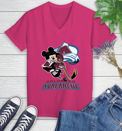 NHL Colorado Avalanche Mickey Mouse Disney Hockey T Shirt Women's V-Neck T-Shirt 9