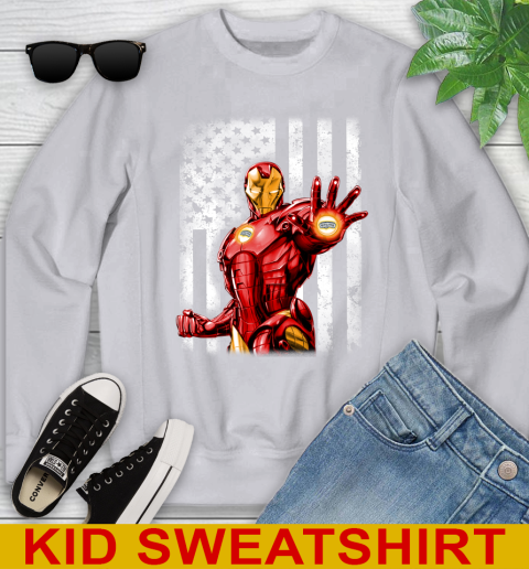 San Antonio Spurs NBA Basketball Iron Man Avengers American Flag Shirt Youth Sweatshirt 3