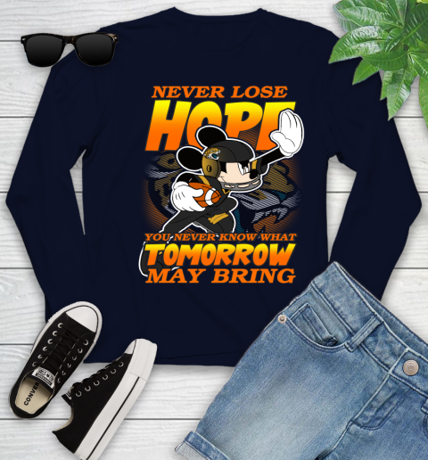 Jacksonville Jaguars NFL Football Mickey Disney Never Lose Hope Youth Long Sleeve 3 Jacksonville Jaguars NFL Football Mickey Disney Never Lose Hope Youth Long Sleeve - Image 3