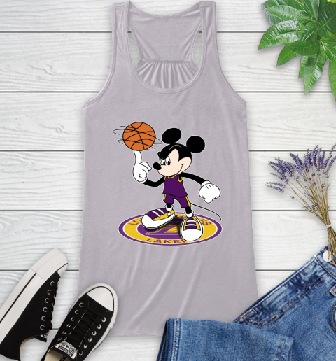 NBA Basketball Los Angeles Lakers Cheerful Mickey Disney Shirt Racerback Tank 5