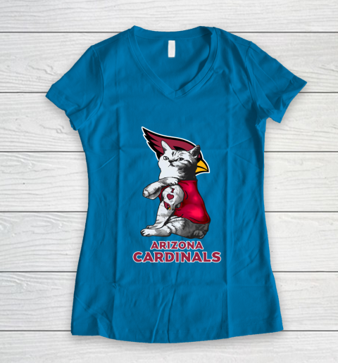 NFL Football My Cat Loves Arizona Cardinals Women's V-Neck T-Shirt 5
