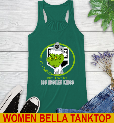 Los Angeles Kings NHL Christmas Grinch I Hate People But I Love My Favorite Hockey Team Racerback Tank 7