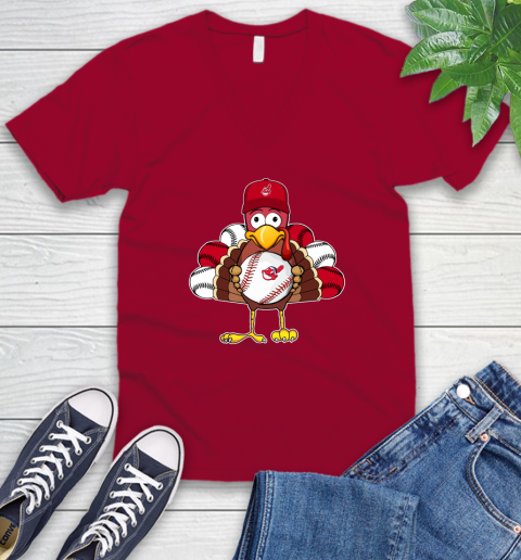 Cleveland Indians Turkey thanksgiving V-Neck T-Shirt 8