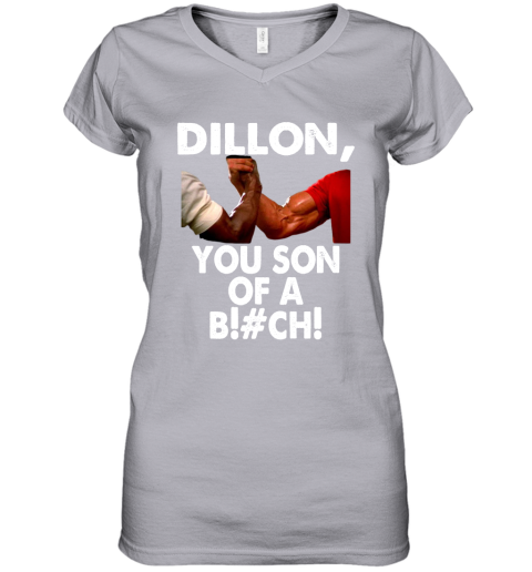 lyn2 dillon you son of a bitch predator epic handshake shirts women v neck t shirt 39 front sport grey