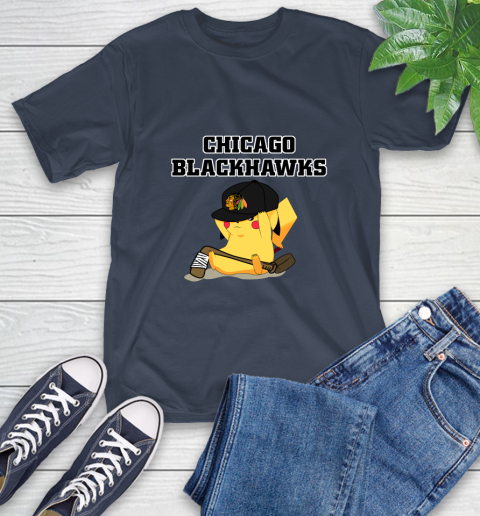 NHL Pikachu Hockey Sports Chicago Blackhawks T-Shirt 4