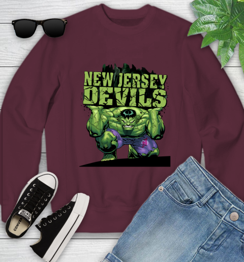 New Jersey Devils NHL Hockey Incredible Hulk Marvel Avengers Sports Youth Sweatshirt 5