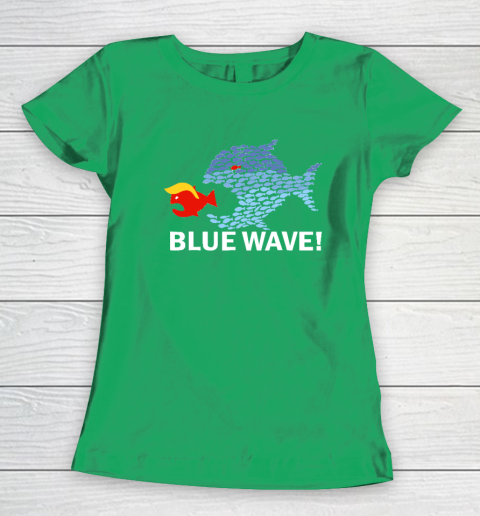 Blue Wave 2024 Funny Big Fish Eat Little Fish Trump Hair Women's T-Shirt 4