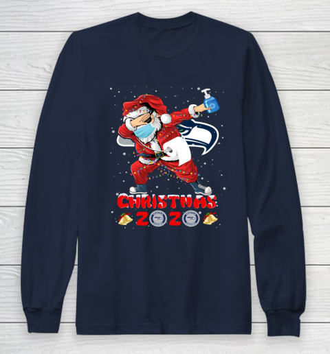 Seattle Seahawks Funny Santa Claus Dabbing Christmas 2020 NFL Long Sleeve T-Shirt 2